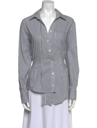 Veronica Beard Striped Long Sleeve Button-Up Top