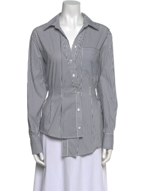 Veronica Beard Striped Long Sleeve Button-Up Top
