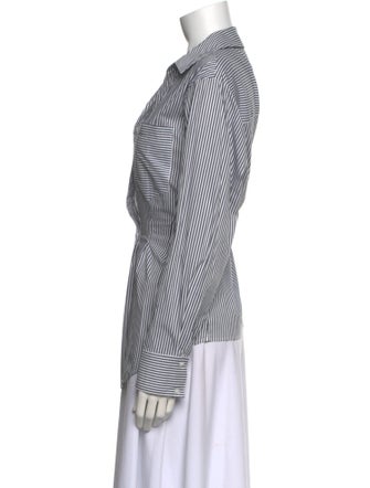 Veronica Beard Striped Long Sleeve Button-Up Top
