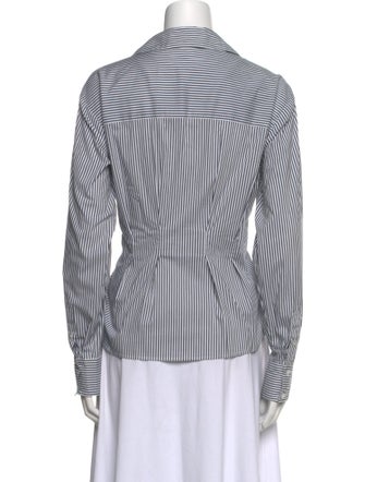 Veronica Beard Striped Long Sleeve Button-Up Top