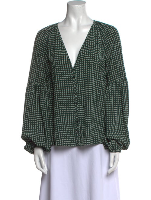 Veronica Beard Printed V-Neck Blouse