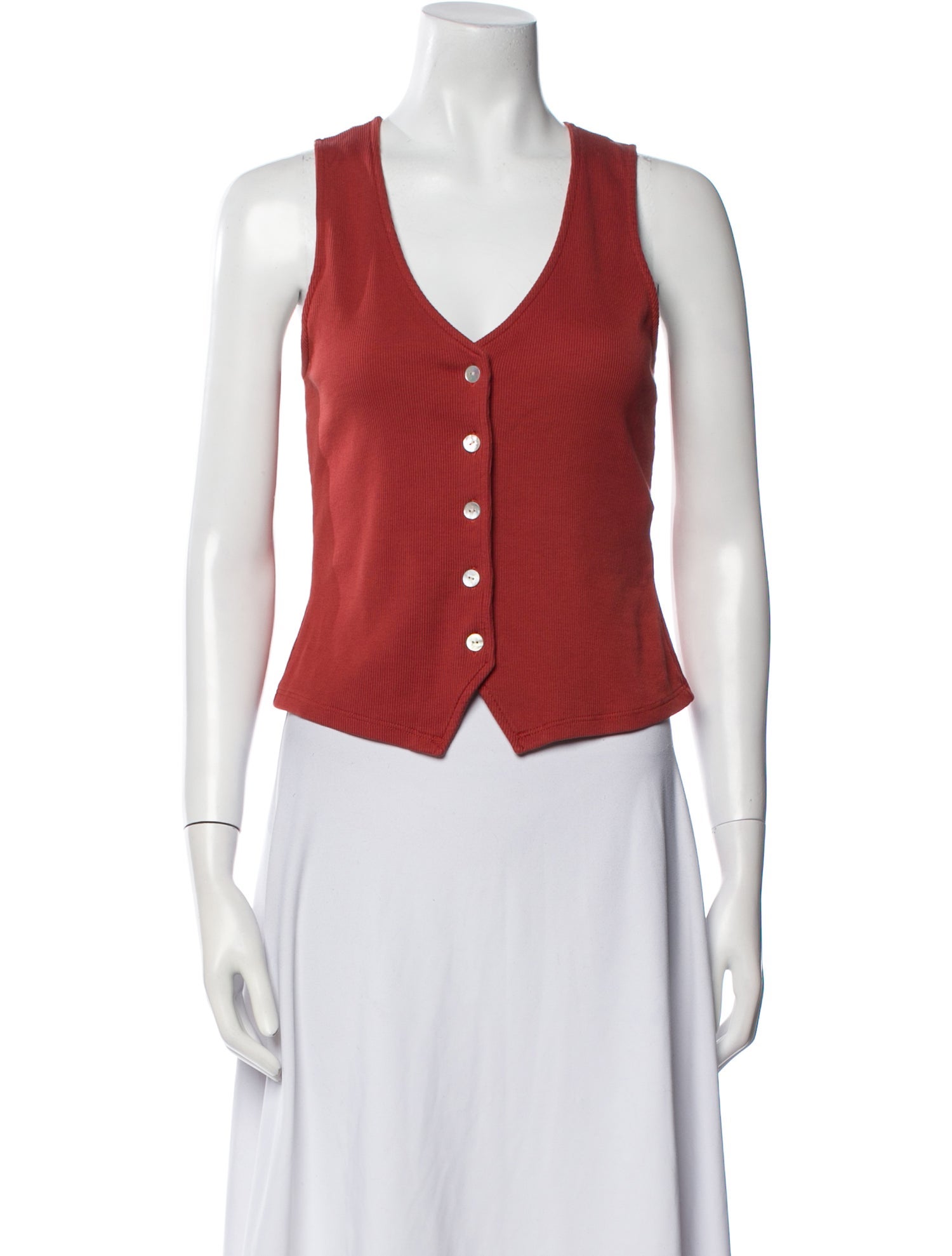 Veronica Beard Supima Cotton V-Neck Crop Top