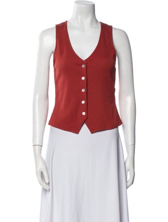 Veronica Beard Supima Cotton V-Neck Crop Top