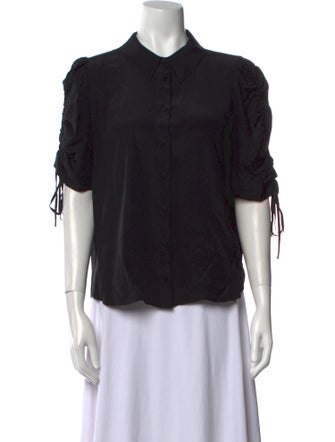 Veronica Beard Silk Three-Quarter Sleeve Button-Up Top