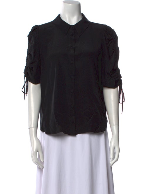 Veronica Beard Silk Three-Quarter Sleeve Button-Up Top