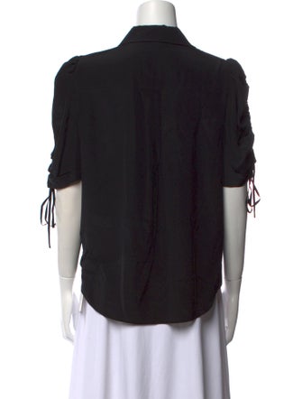 Veronica Beard Silk Three-Quarter Sleeve Button-Up Top