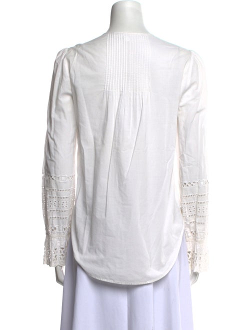 Veronica Beard Striped Mock Neck Button-Up Top