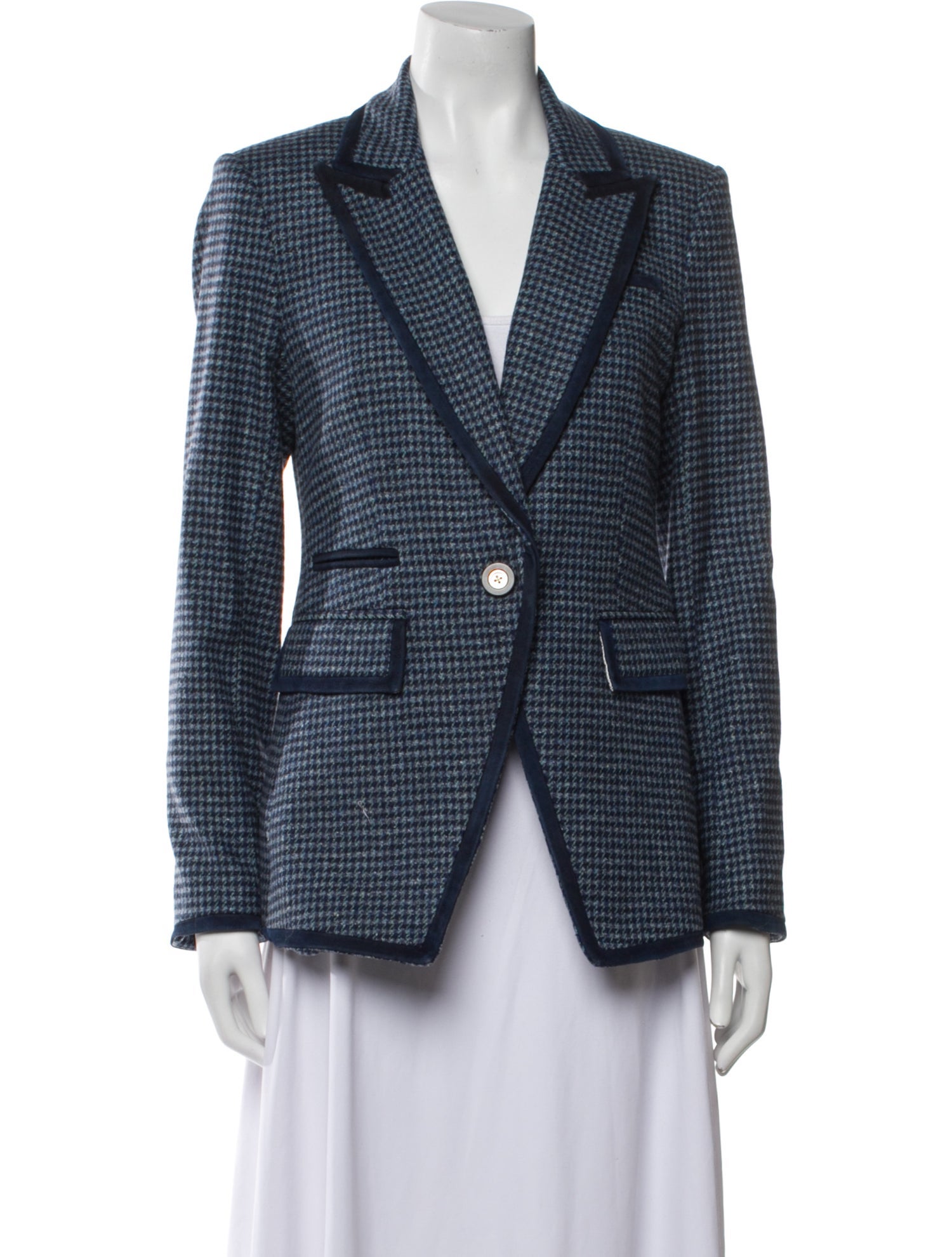 Veronica Beard Virgin Wool Houndstooth Print Blazer