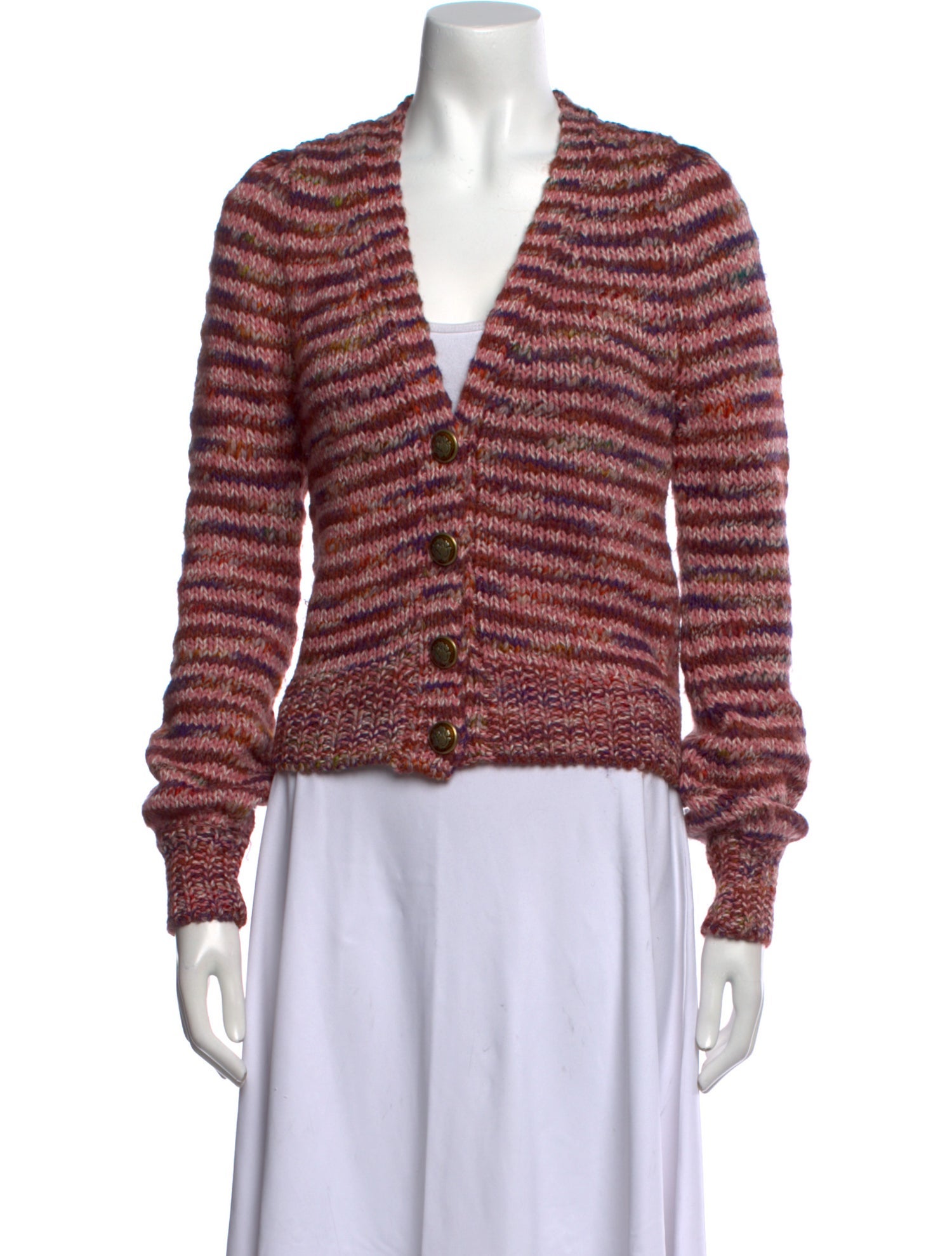 Veronica Beard Striped V-Neck Sweater