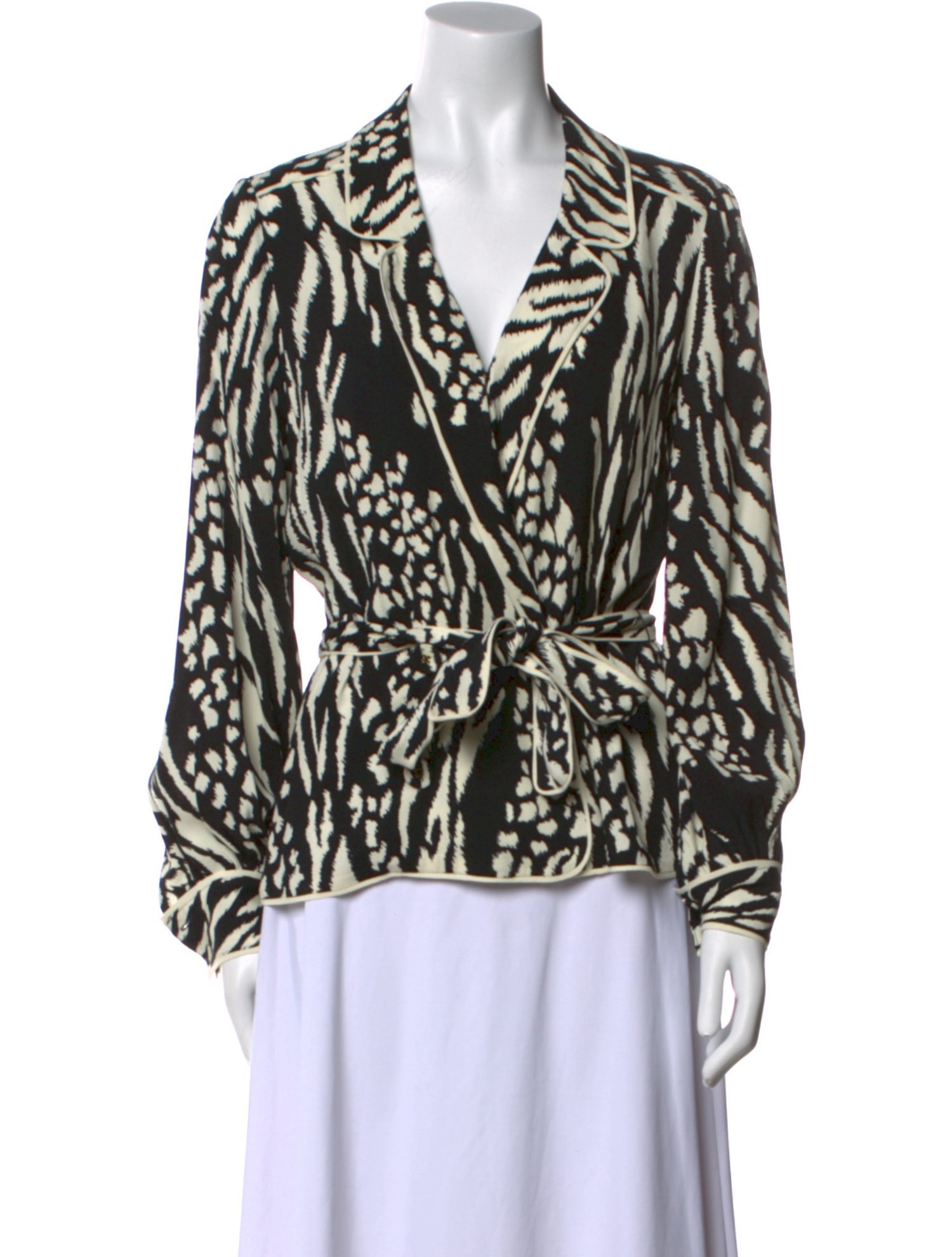 Veronica Beard Animal Print V-Neck Blouse
