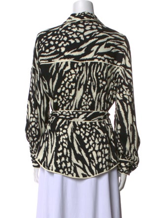 Veronica Beard Animal Print V-Neck Blouse