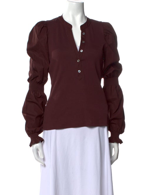 Veronica Beard V-Neck Long Sleeve Polo