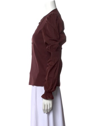 Veronica Beard V-Neck Long Sleeve Polo