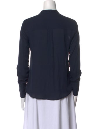 Veronica Beard Silk Mock Neck Button-Up Top