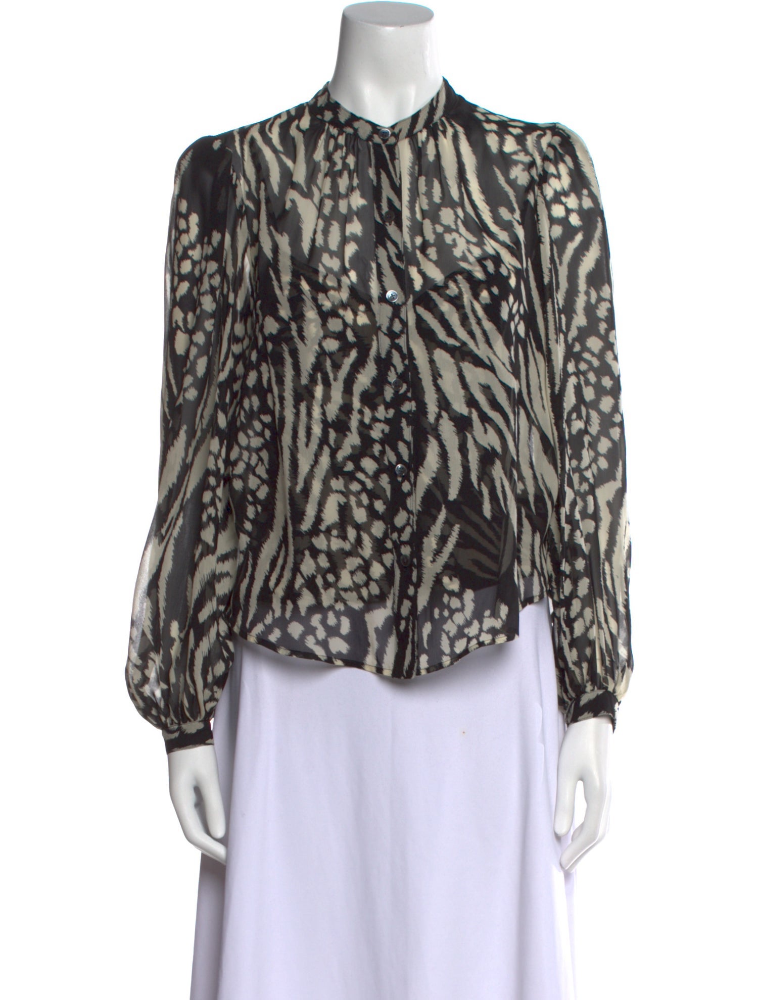 Veronica Beard Silk Animal Print Top