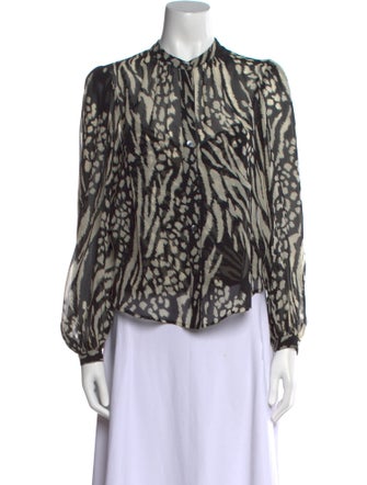 Veronica Beard Silk Animal Print Top