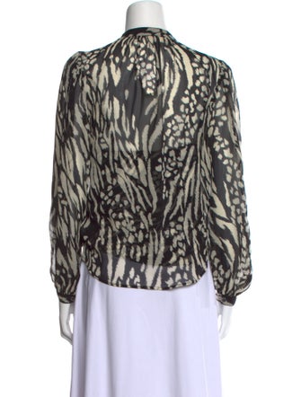 Veronica Beard Silk Animal Print Top