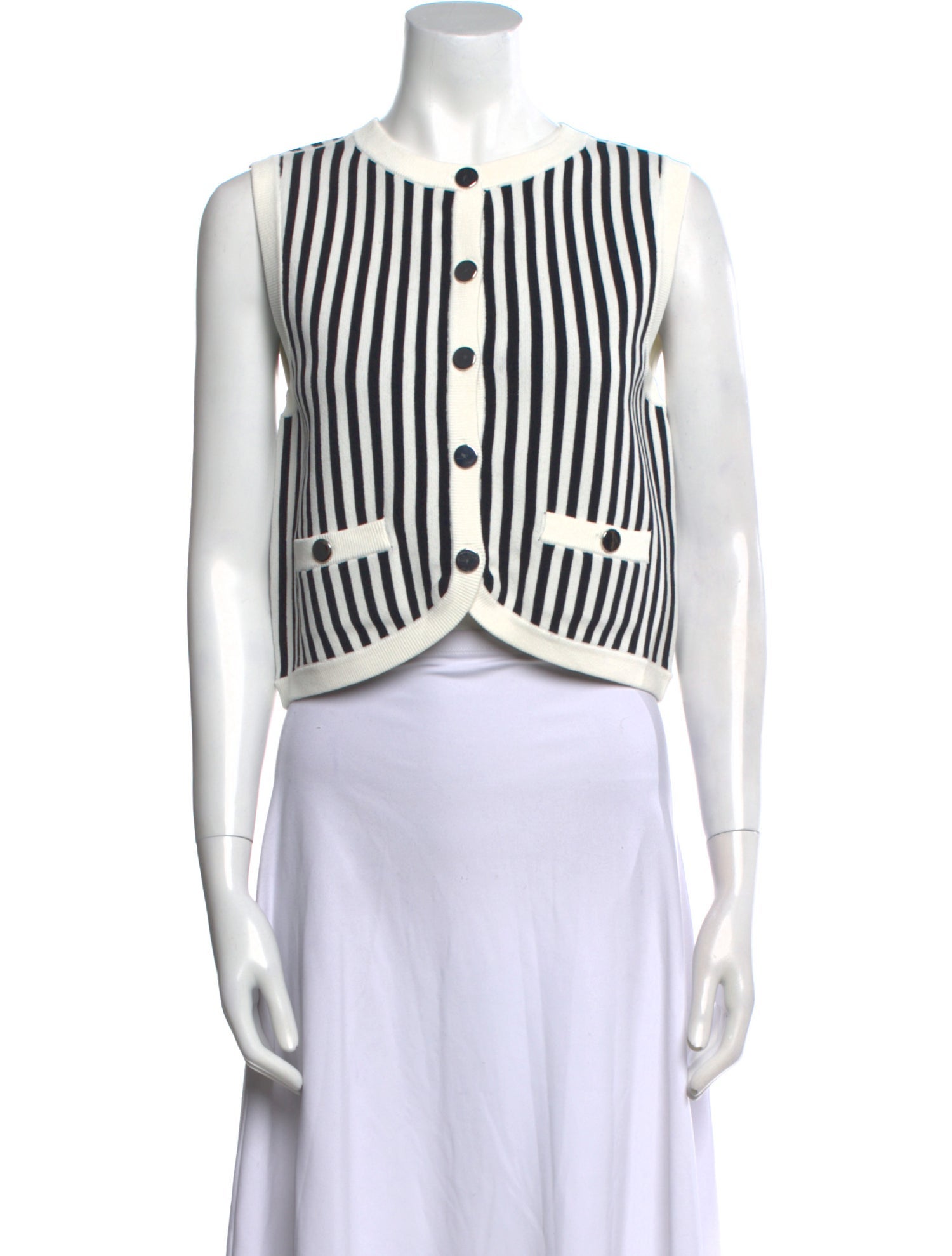 Veronica Beard Striped Crew Neck Crop Top w/ Tags