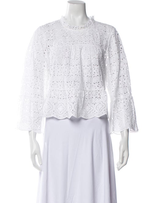 Veronica Beard Lace Pattern Mock Neck Crop Top