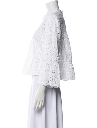 Veronica Beard Lace Pattern Mock Neck Crop Top