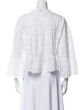 Veronica Beard Lace Pattern Mock Neck Crop Top