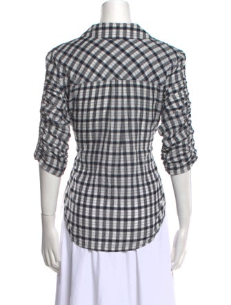 Veronica Beard Plaid Print V-Neck Blouse