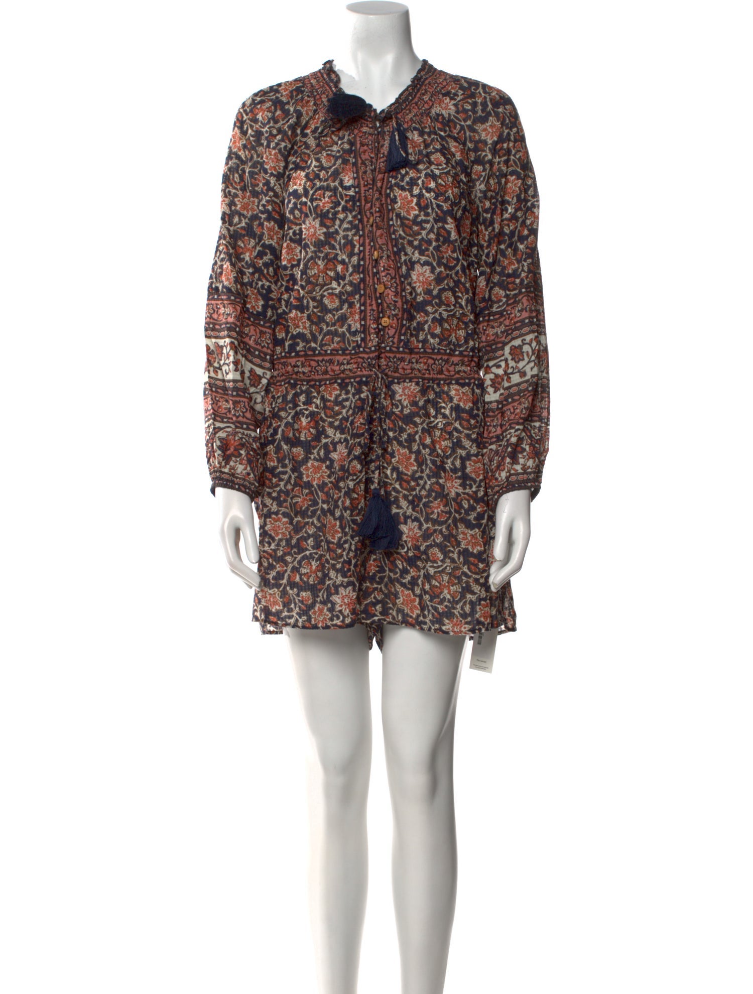 Veronica Beard Floral Print Crew Neck Romper