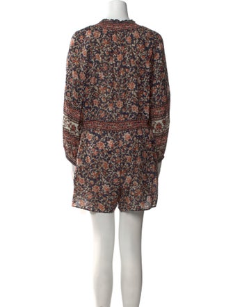 Veronica Beard Floral Print Crew Neck Romper