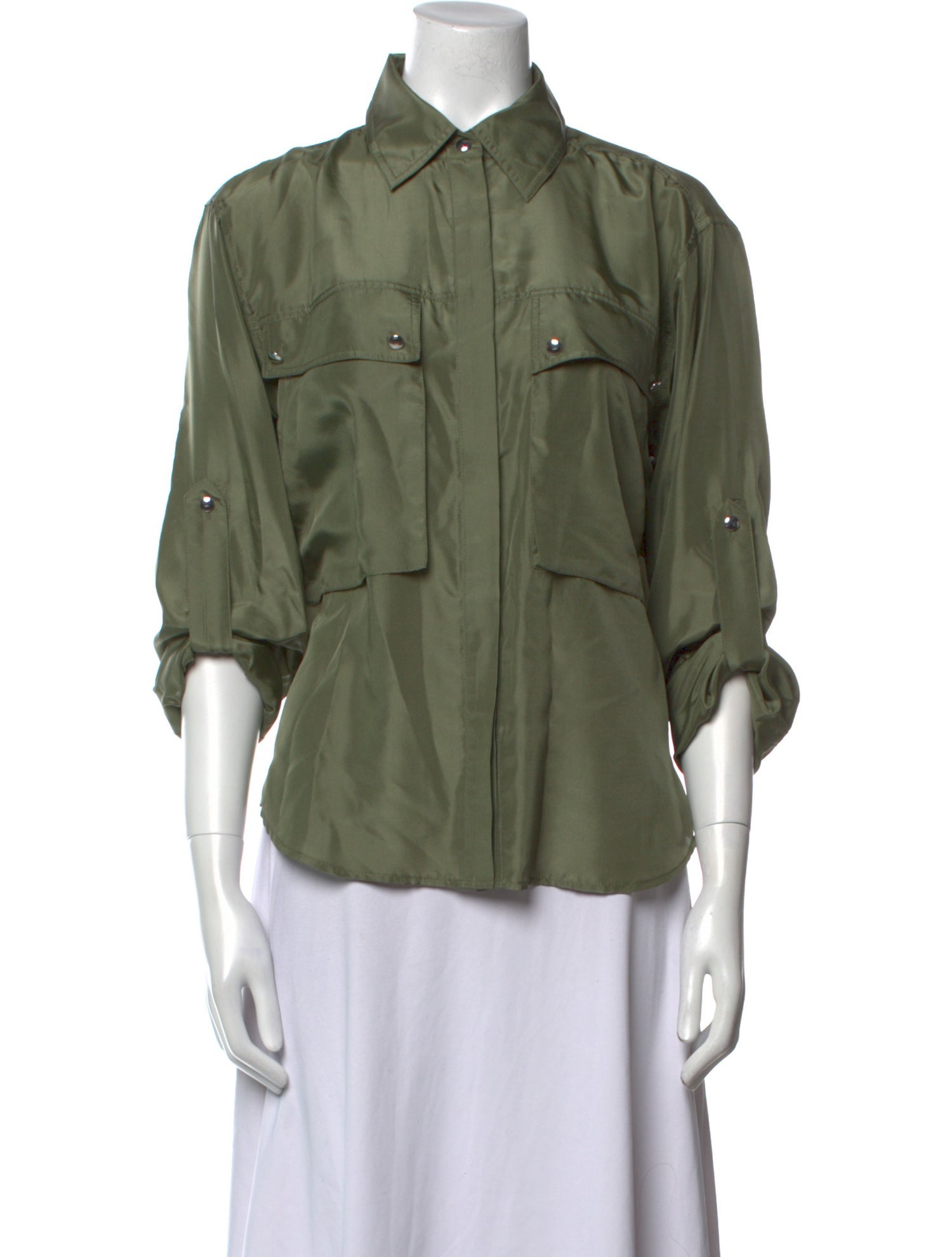 Veronica Beard Silk Three-Quarter Sleeve Button-Up Top w/ Tags
