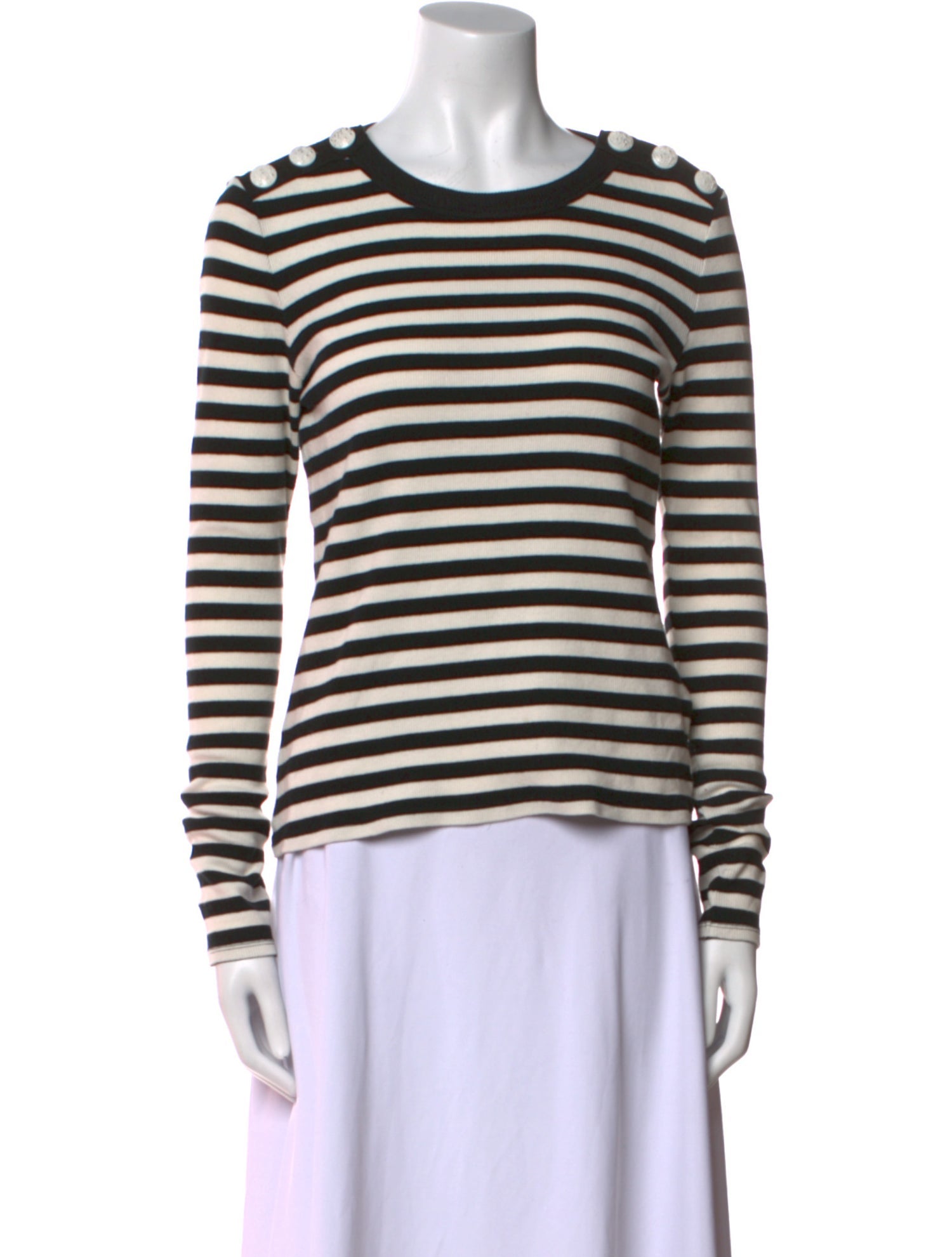 Veronica Beard Striped Crew Neck Sweatshirt
