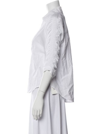 Veronica Beard Three-Quarter Sleeve Button-Up Top