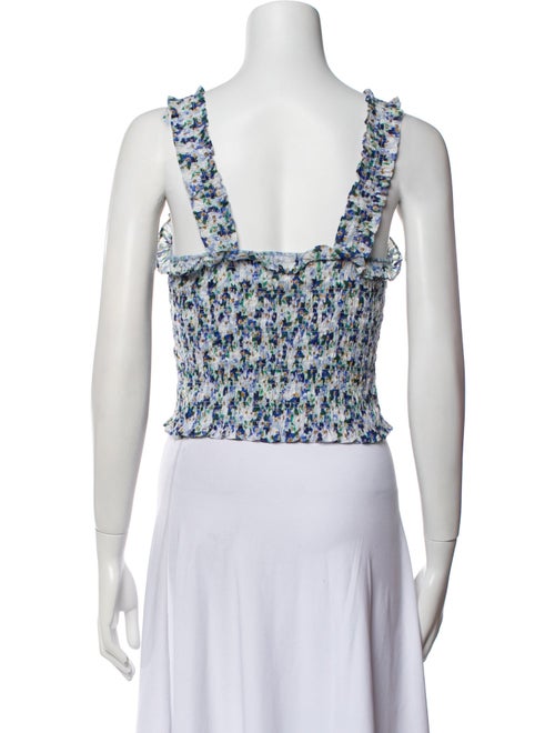 Veronica Beard Floral Print Square Neckline Crop Top