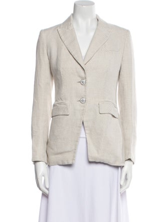 Veronica Beard Linen Plaid Print Blazer