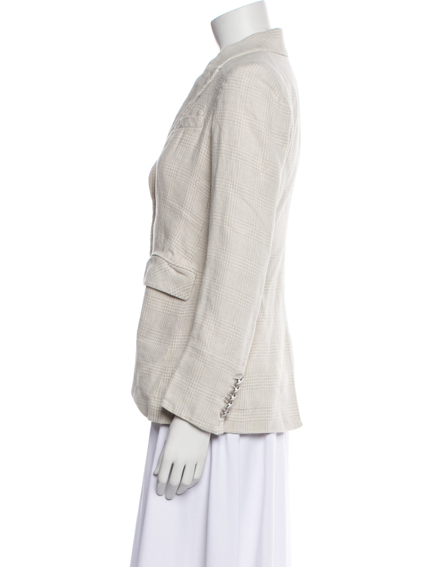 Veronica Beard Linen Plaid Print Blazer