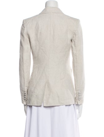 Veronica Beard Linen Plaid Print Blazer