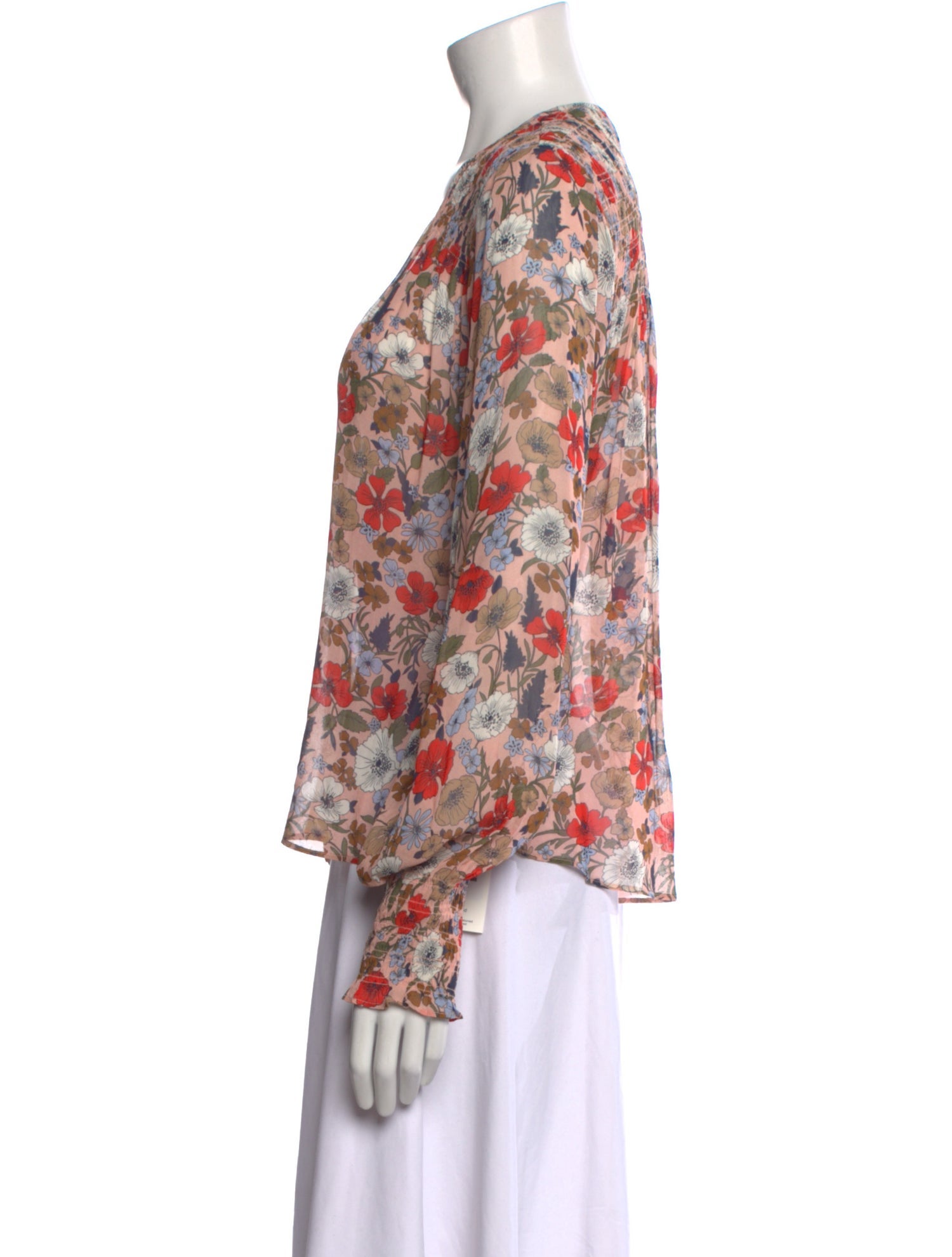 Veronica Beard Floral Print V-Neck Blouse