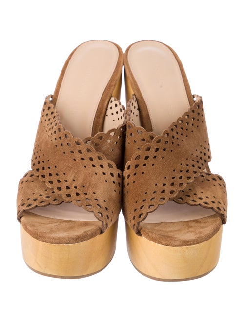 Veronica Beard Suede Lasercut Accents Slides