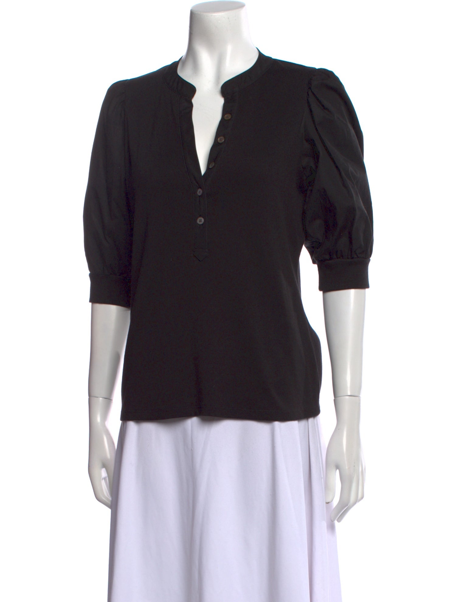 Veronica Beard V-Neck Three-Quarter Sleeve Polo