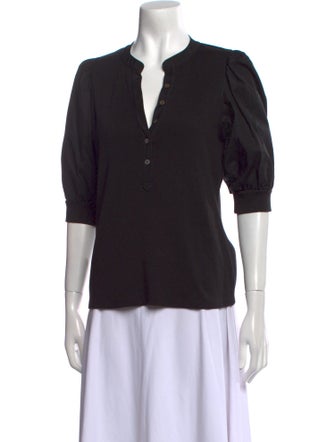 Veronica Beard V-Neck Three-Quarter Sleeve Polo