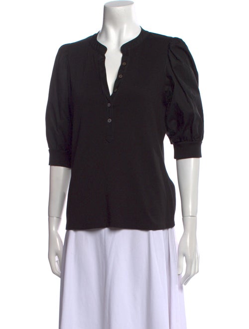 Veronica Beard V-Neck Three-Quarter Sleeve Polo