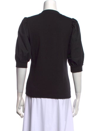 Veronica Beard V-Neck Three-Quarter Sleeve Polo