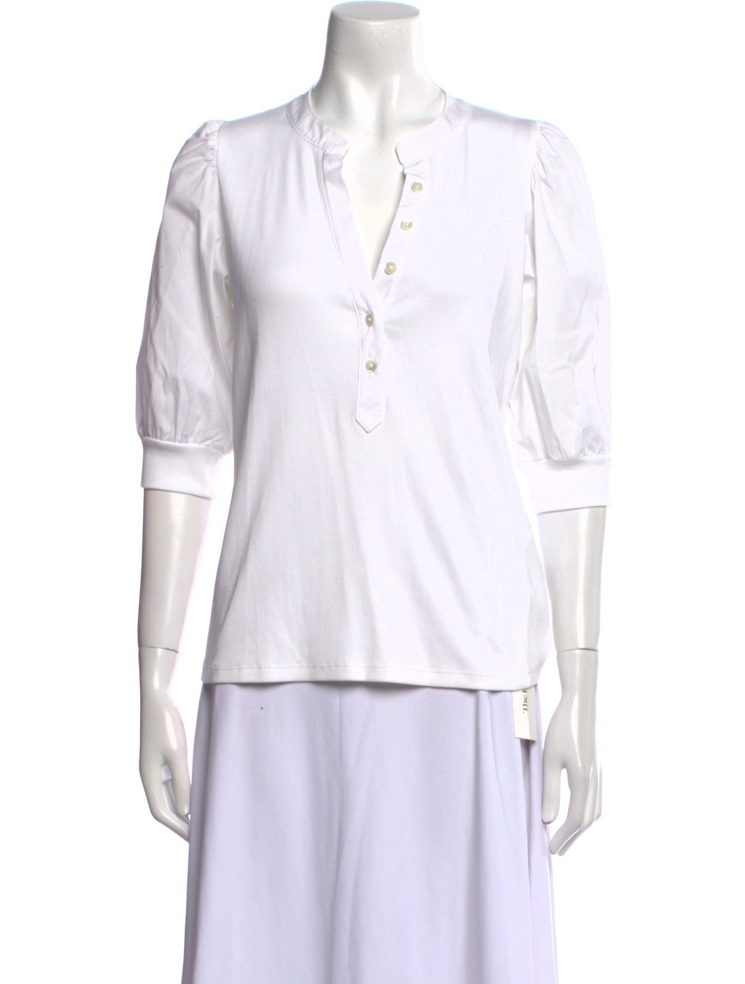 Veronica Beard V-Neck Three-Quarter Sleeve Polo