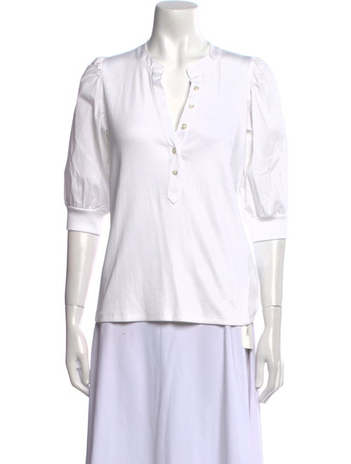 Veronica Beard V-Neck Three-Quarter Sleeve Polo