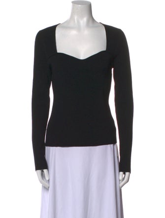 Veronica Beard Square Neckline Long Sleeve Top