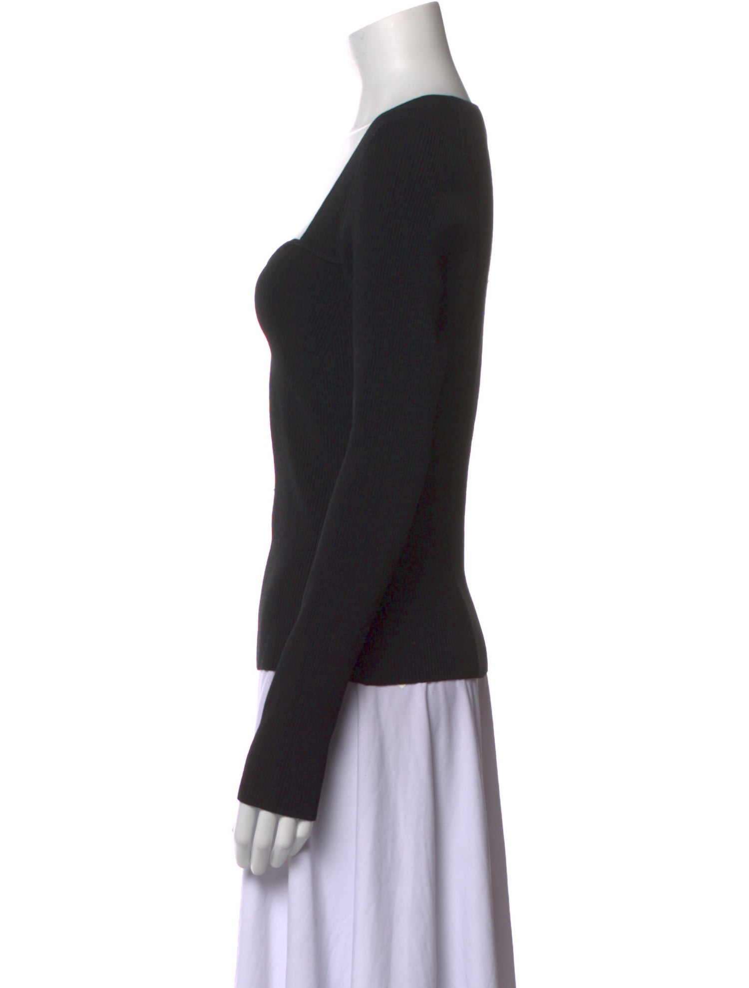 Veronica Beard Square Neckline Long Sleeve Top