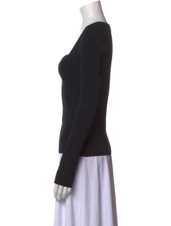 Veronica Beard Square Neckline Long Sleeve Top