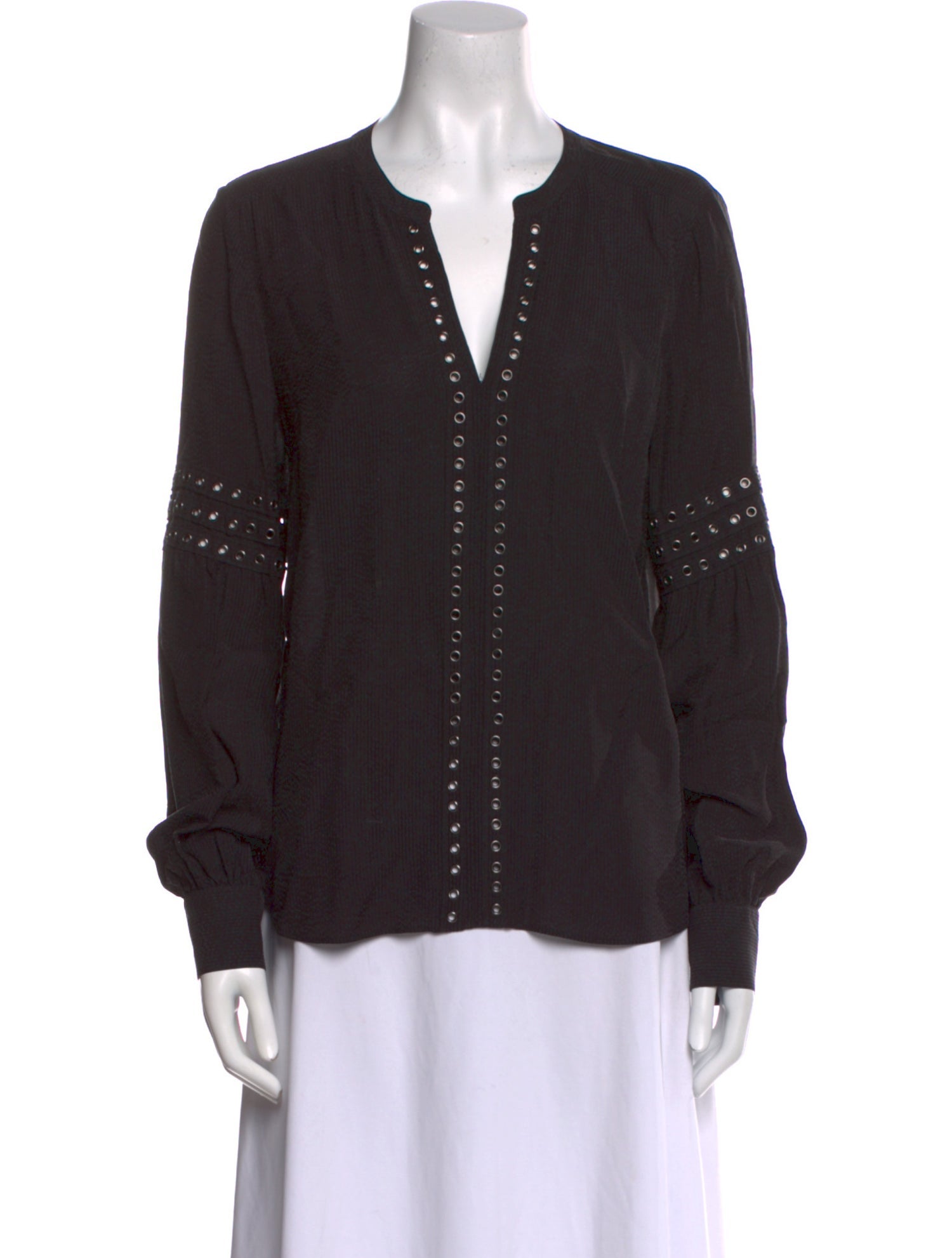 Veronica Beard V-Neck Long Sleeve Blouse