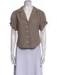 Veronica Beard Plaid Print Short Sleeve Button-Up Top