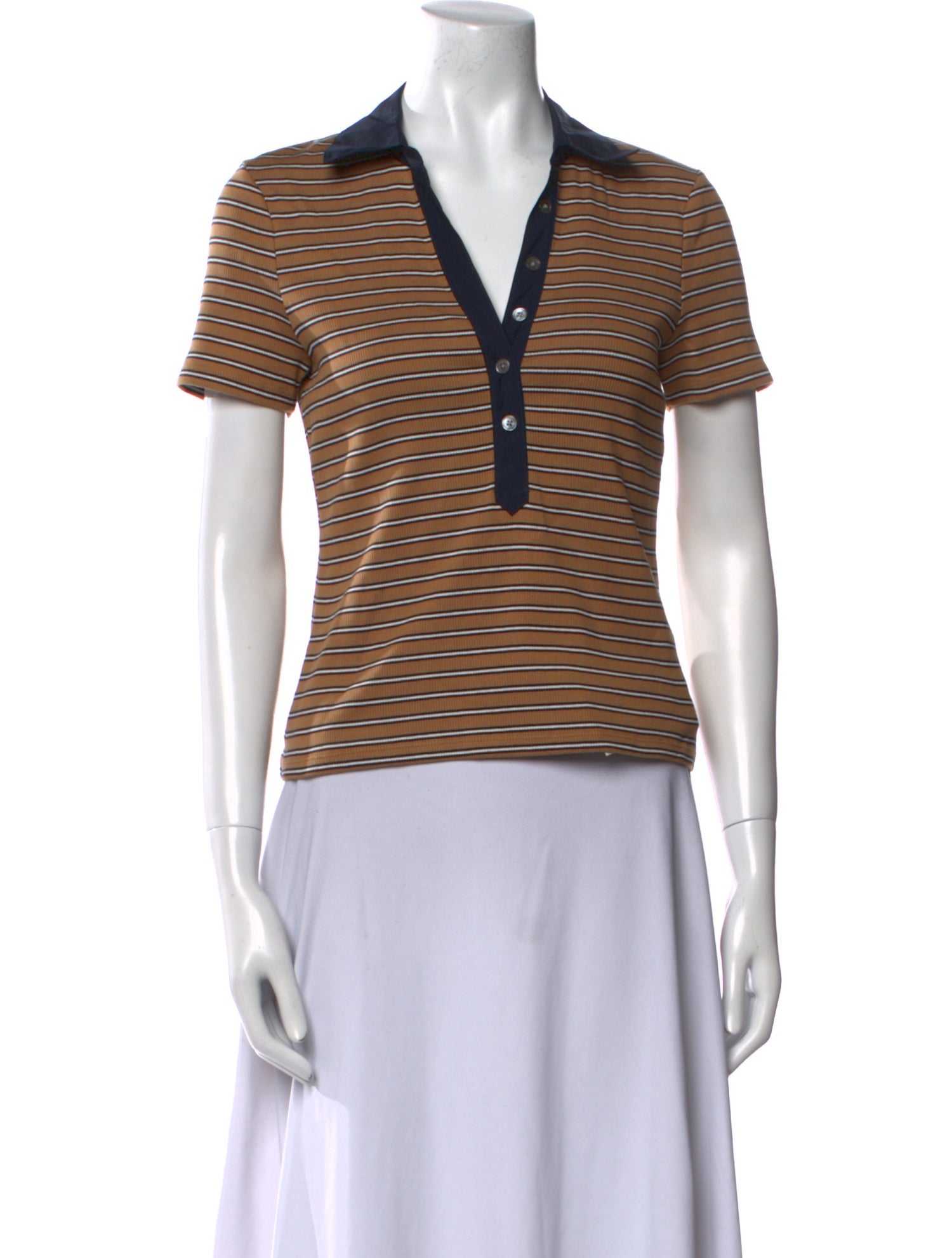 Veronica Beard Striped Short Sleeve Polo
