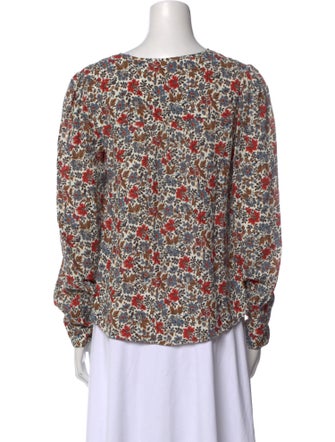 Veronica Beard Floral Print V-Neck Blouse